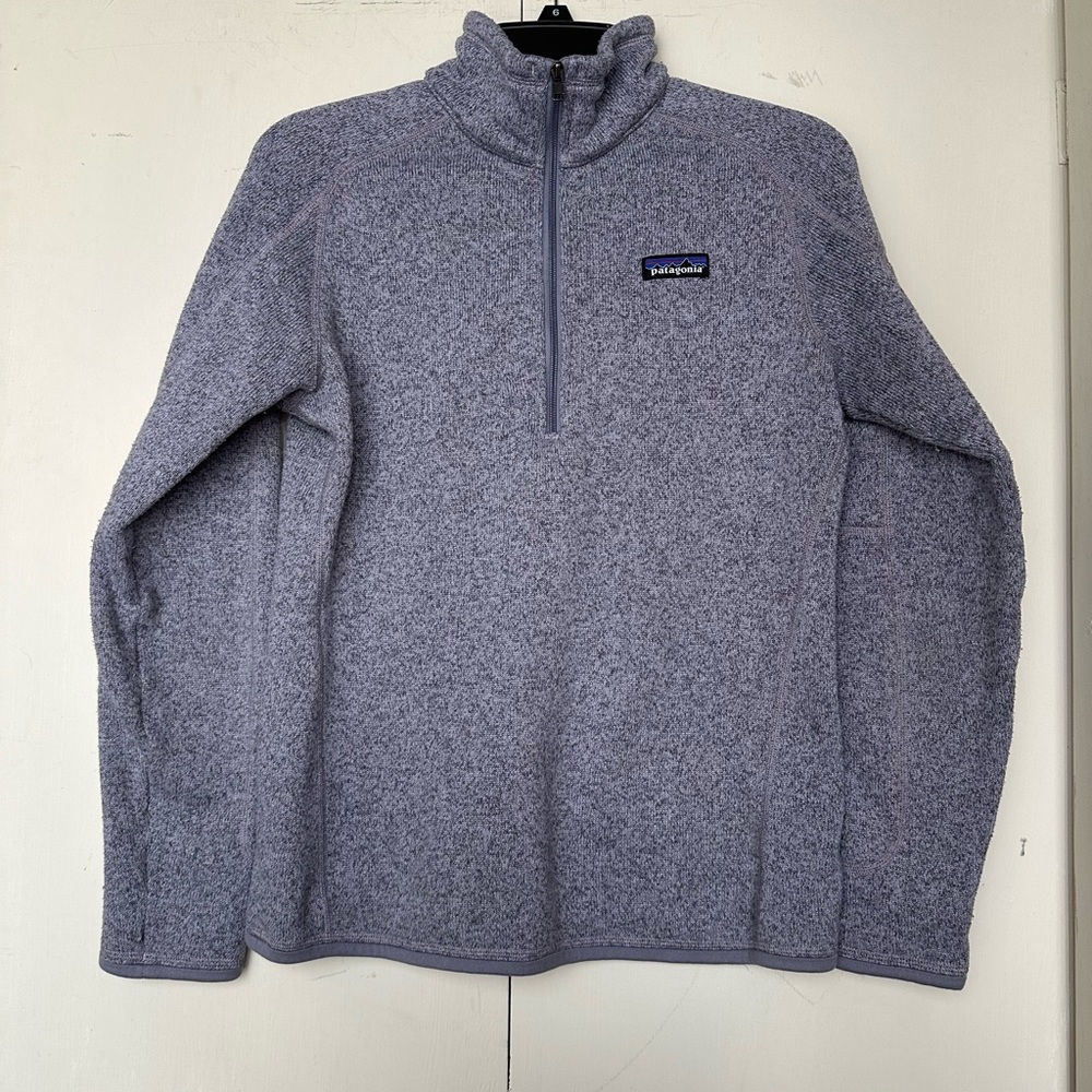Patagonia Women's Heathered Gray Quarter Zip Sweater (small hole in sleeve)
